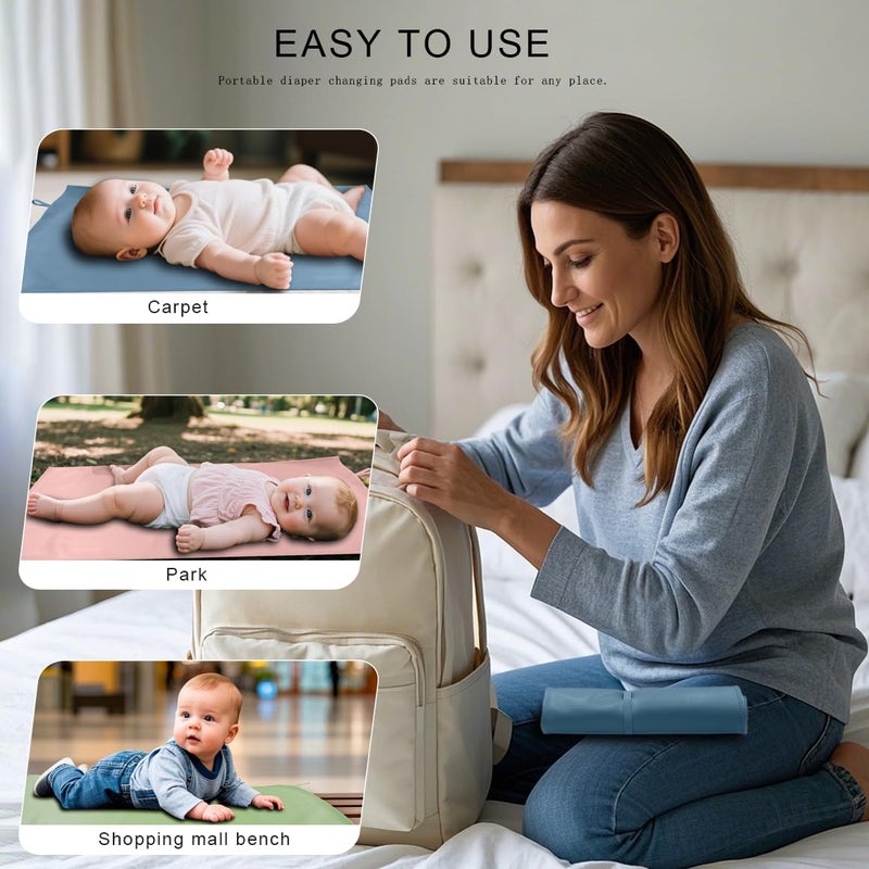 BEWDIO Green Baby Diaper Changing Pad, Portable Baby Changing Mat for Travel or Home, Foldable Mat Fits Perfectly in Diaper Bag (67-11) - Image 4